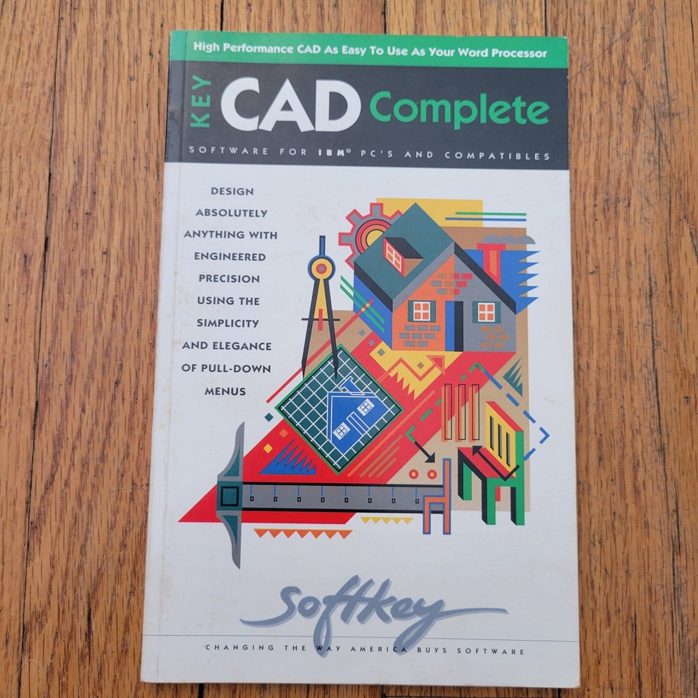 Vintage SoftKey Key‎ CAD Complete IBM PC Software Manual 90s Coffee Table Book